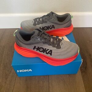 Hoka One One Bondi 8 Men’s 10 Castlerock Flame Running Shoes